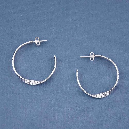 Tempo Twisted Half Hoop Silver Earrings