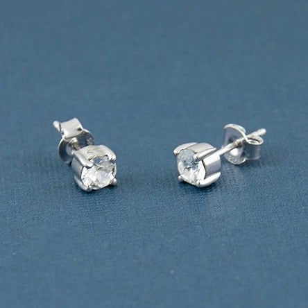 Swarovski Faceted Silver Stud Earrings