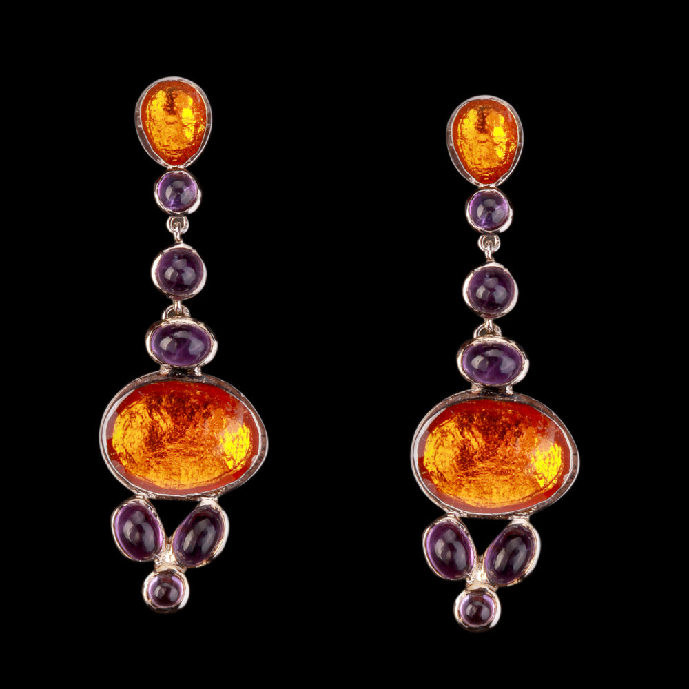 Noble Honey Dangle Drop Silver Earrings