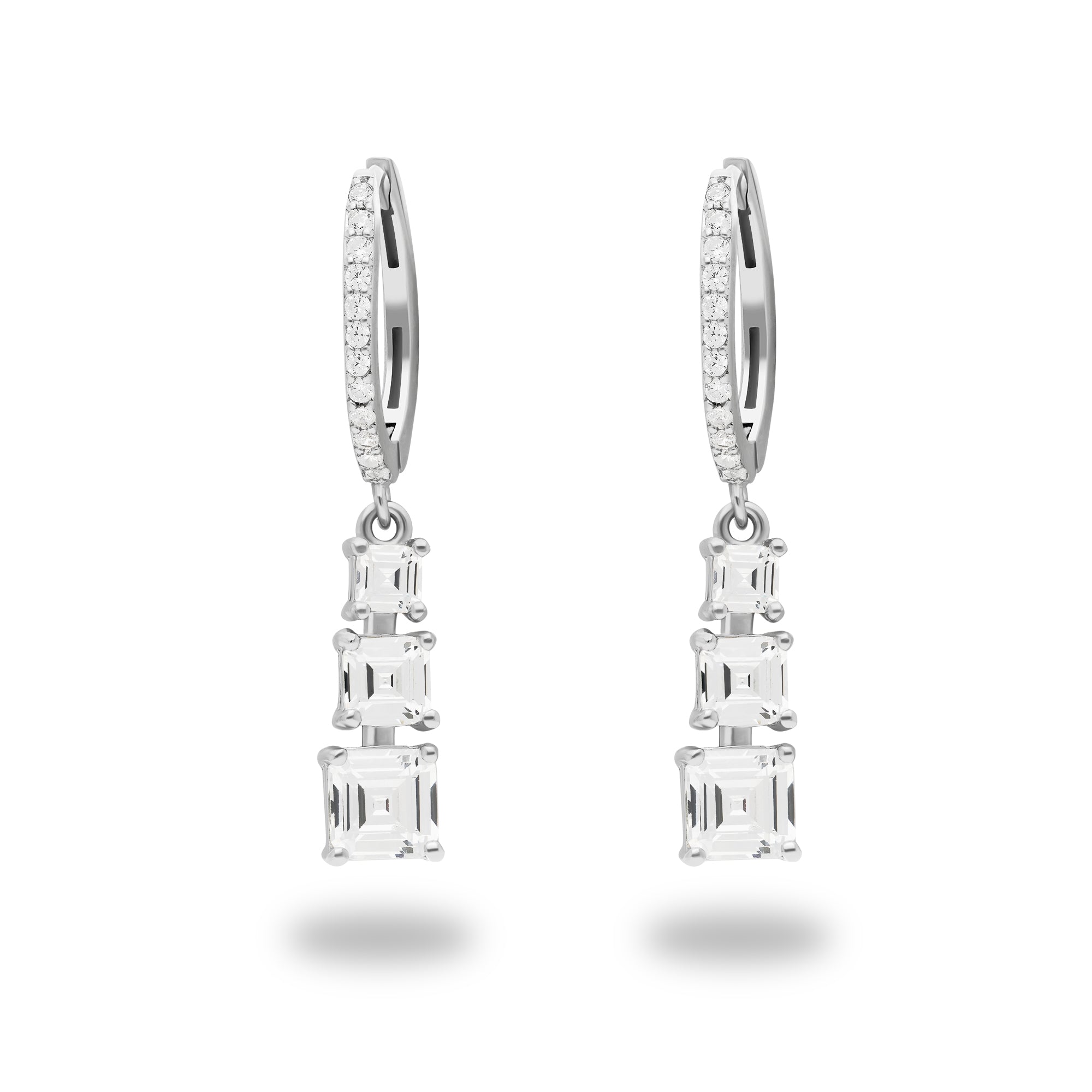 Sparkling Colours CZ Stud Silver Earrings