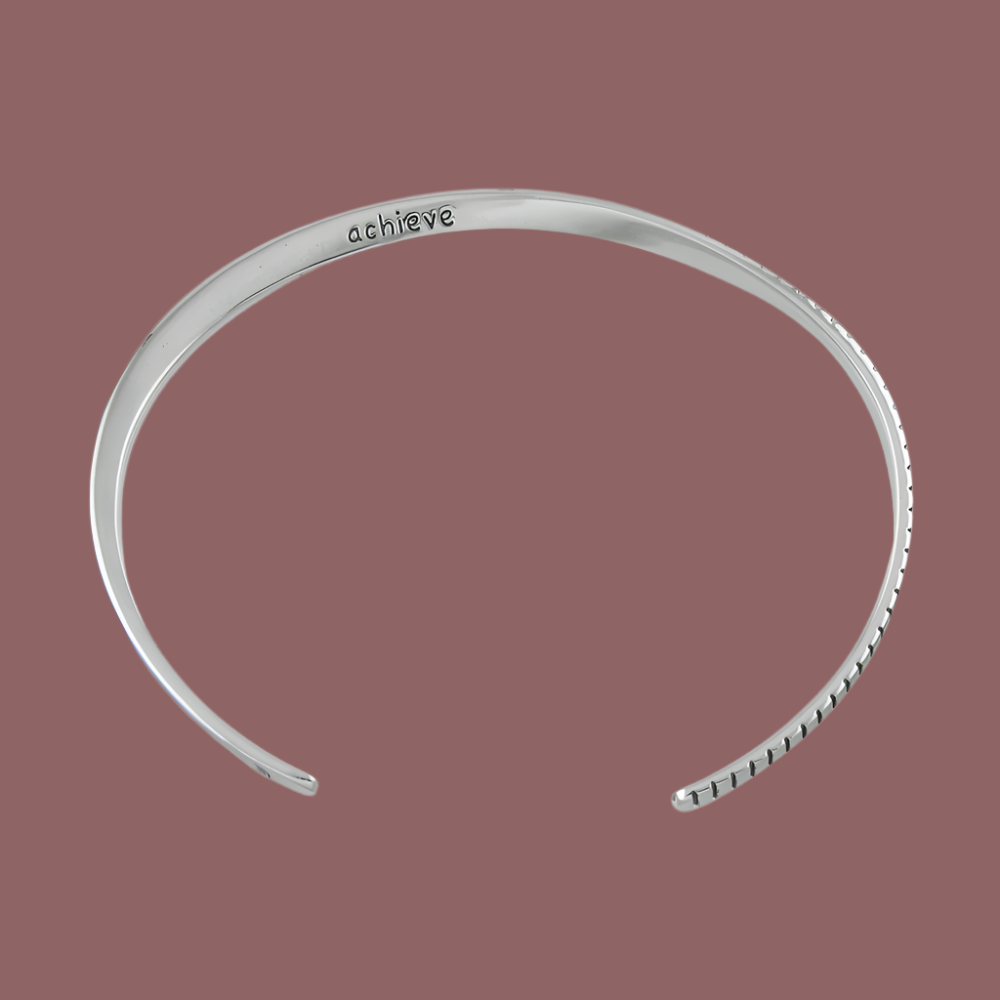 Achieve Silver Message Cuff Bangle