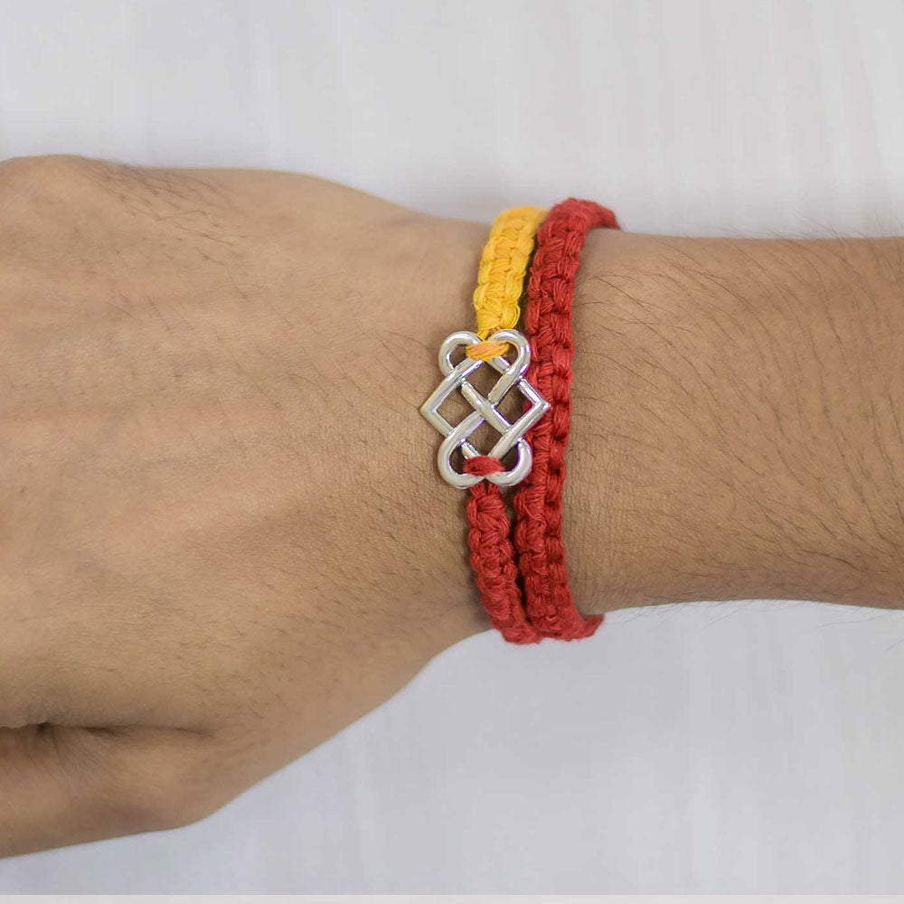 Eternal Connection Silver Pendant Moli Rakhi Bracelet