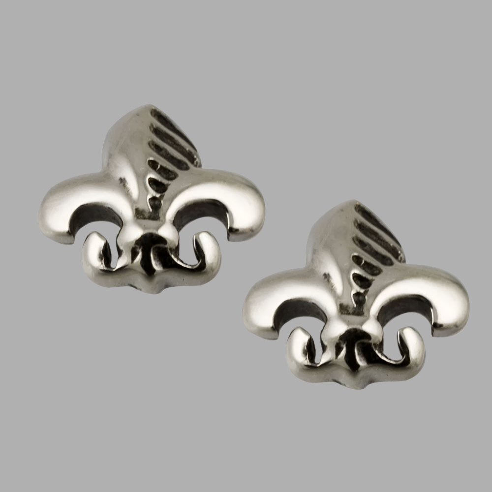 Fleur De Lis Silver Stud Earrings