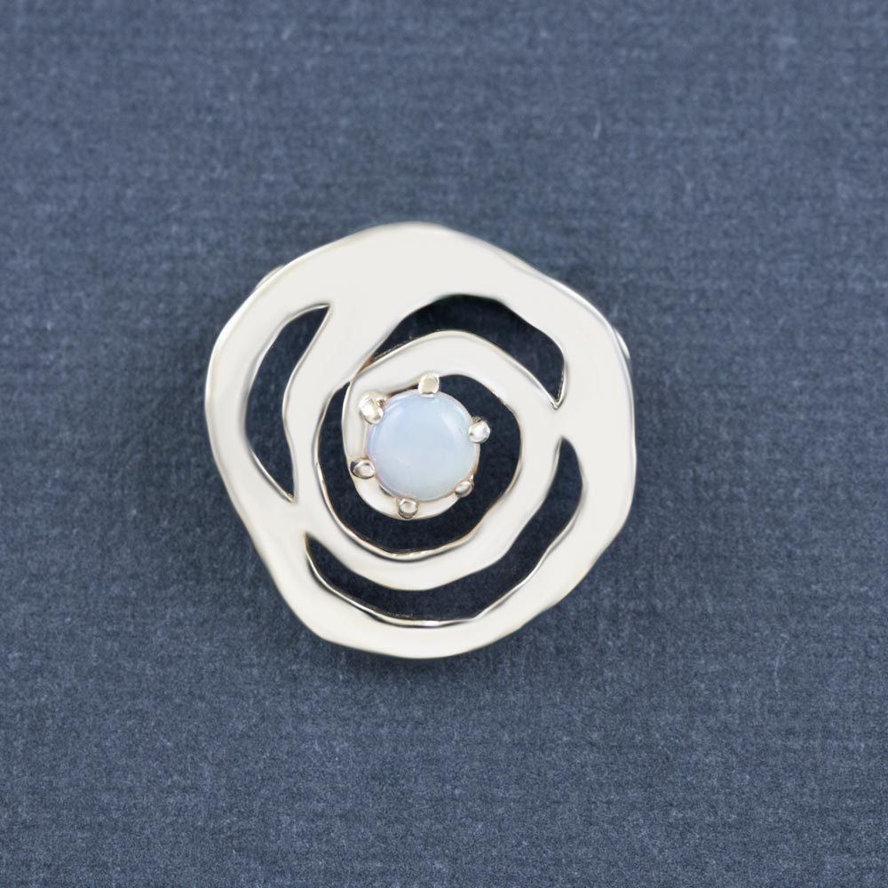 Natural Rhythm Gemstone Silver Pendant in Fire Opal