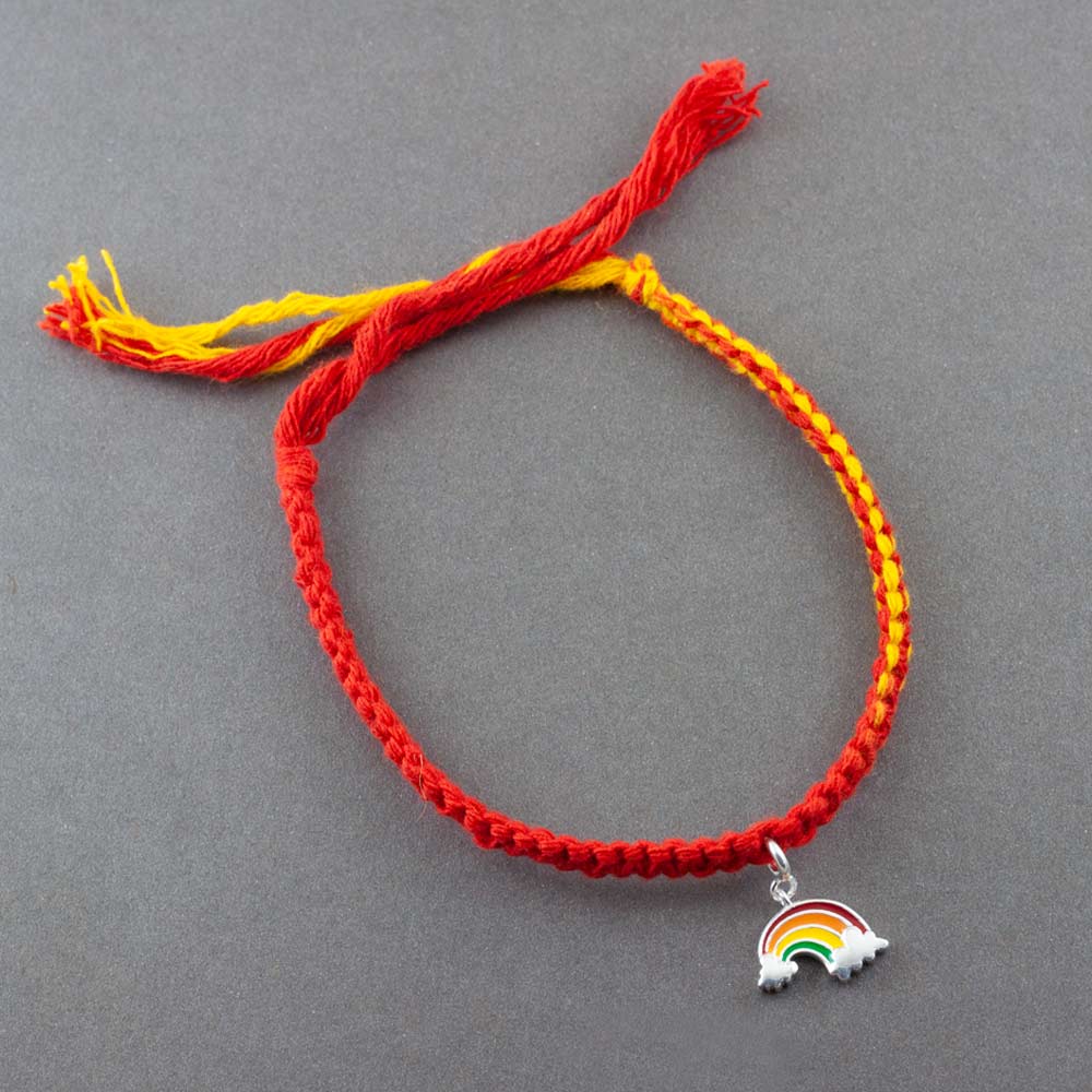 Somewhere Over the Rainbow Silver Charm Moli Rakhi Bracelet