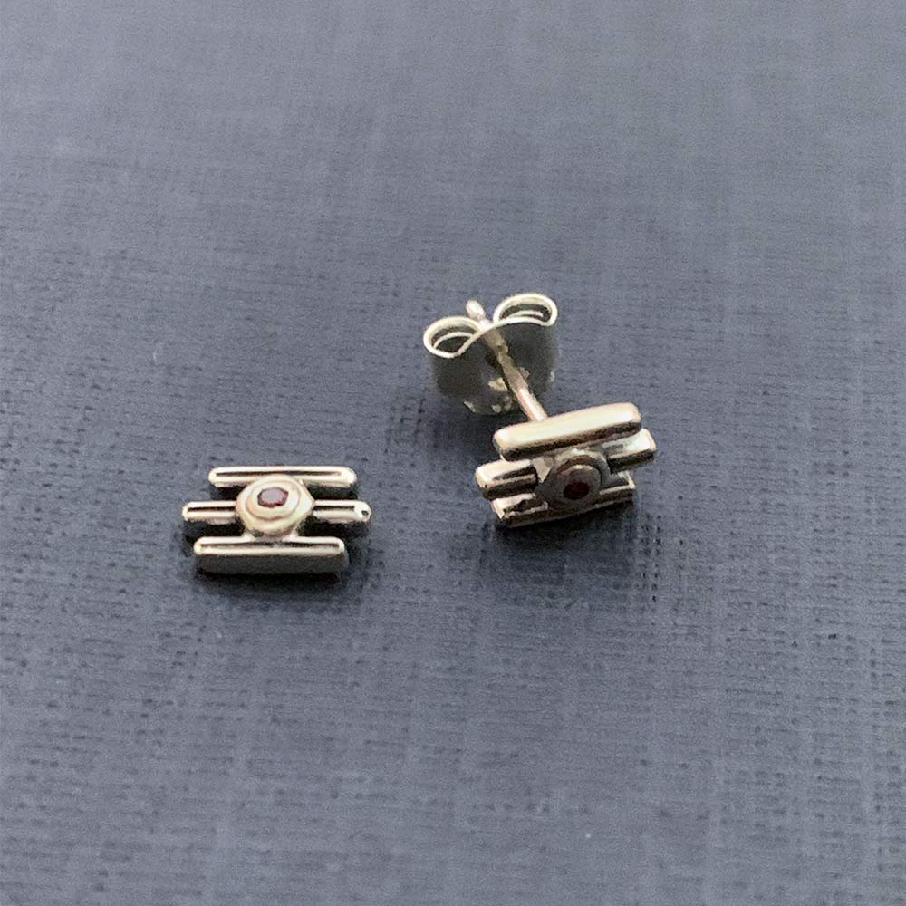 Tripundra Silver Stud Earrings