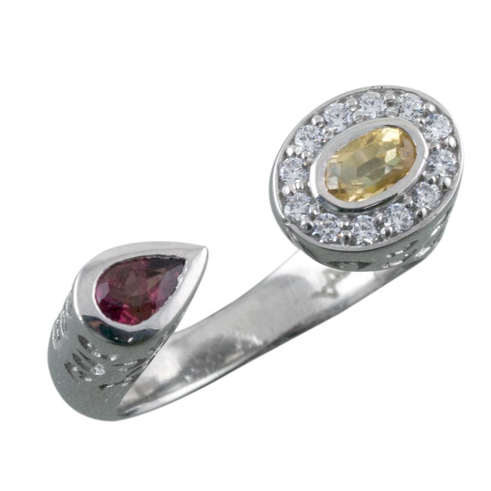 Fourseven Abha Ring in Golden Topaz and Garnet R-132-AL-S White-BG-Image