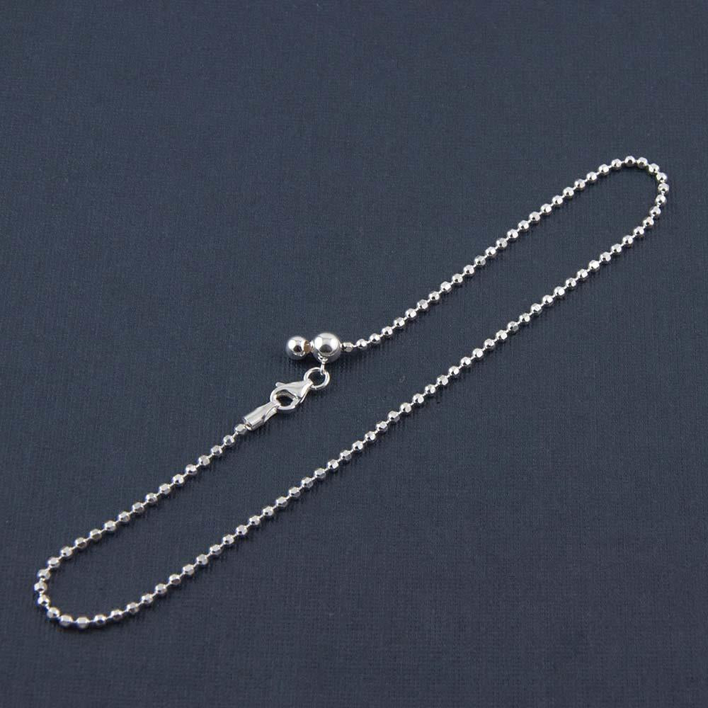 Fourseven Adjustable Silver Shimmering Bead Slider Anklet A-79-SI-S Base-Image