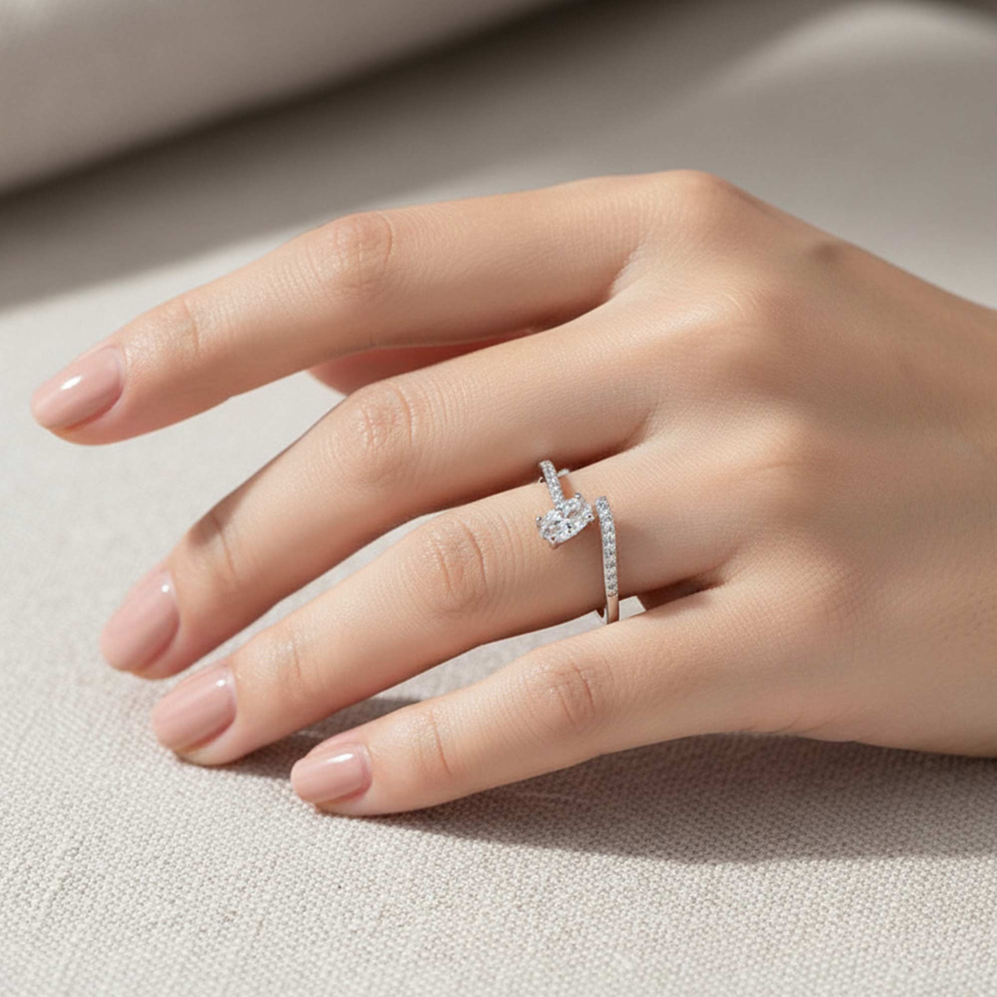 All That Glitters CZ Elite Adjustable Silver Ring-9 to 12