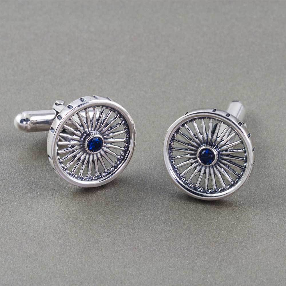 Fourseven Ashok Chakra Wheel of Progress Cufflinks CL-59-SI-S Base-Image