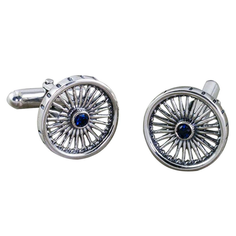 Fourseven Ashok Chakra Wheel of Progress Cufflinks CL-59-SI-S White-BG-Image