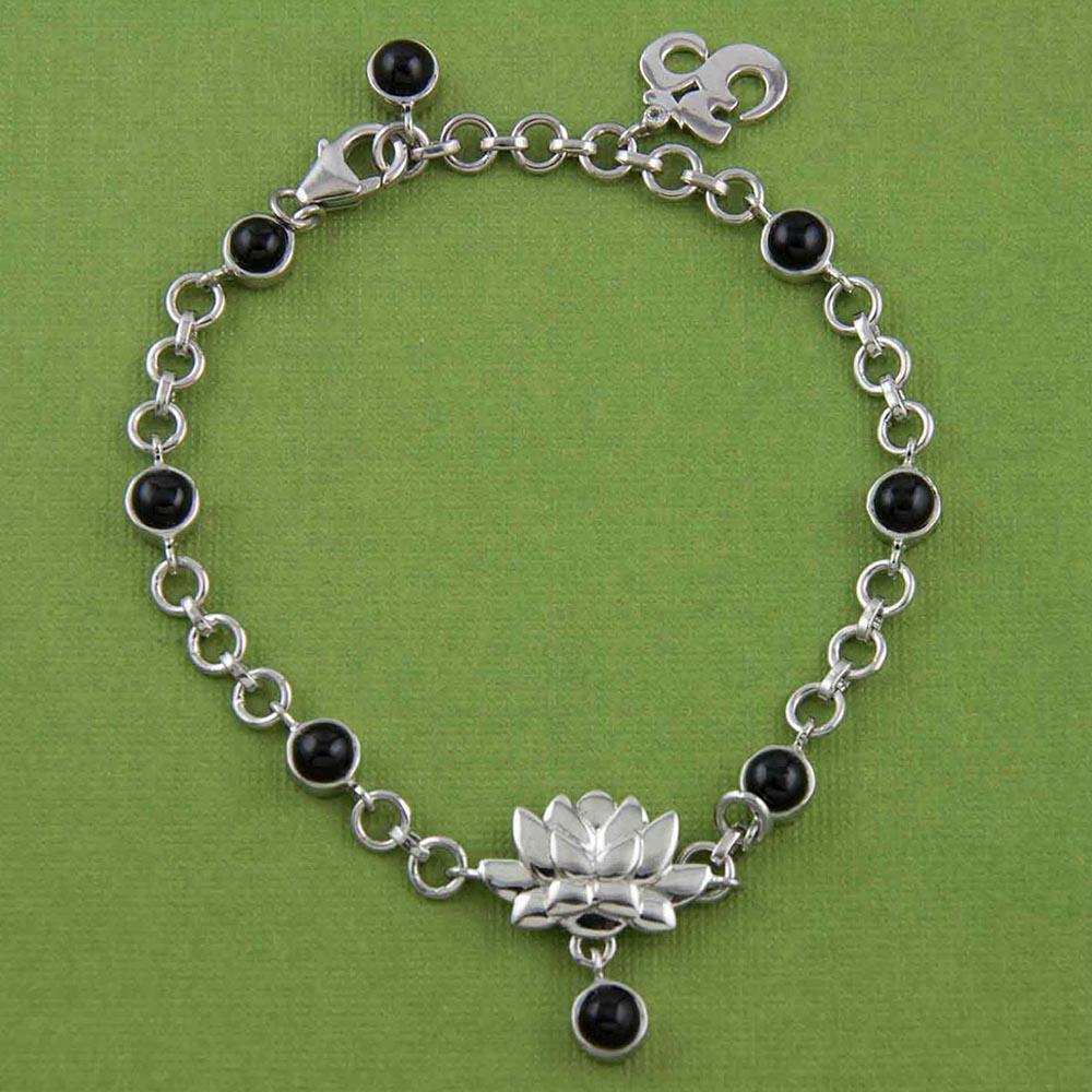 Fourseven Black Spinel Lotus Charmholder Bracelet B-87-SP-BSP Base-Image