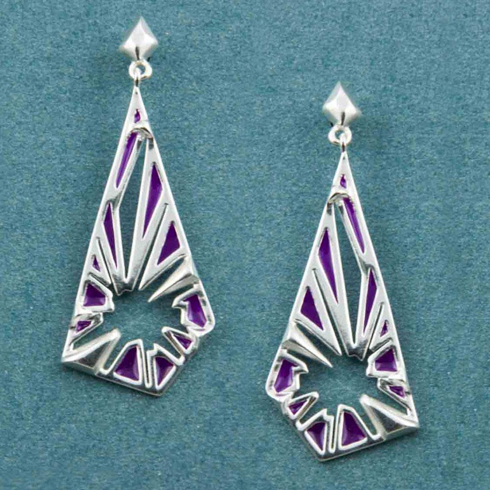 Fourseven Breakthrough Post Dangler Earrings in Purple A-394-SP-PUR Base-Image