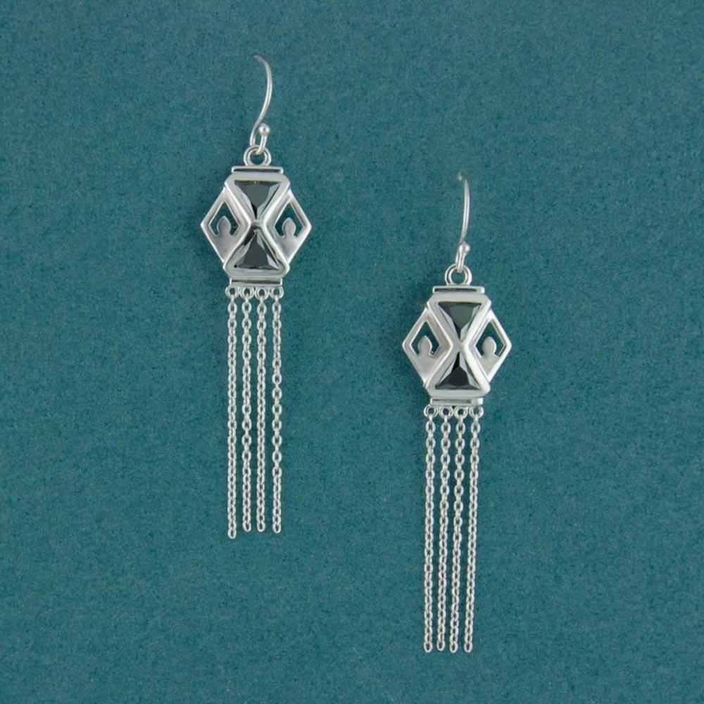 Fourseven Colourful Kandeel Earrings in Silver and Black E-469-AL-S Base-Image