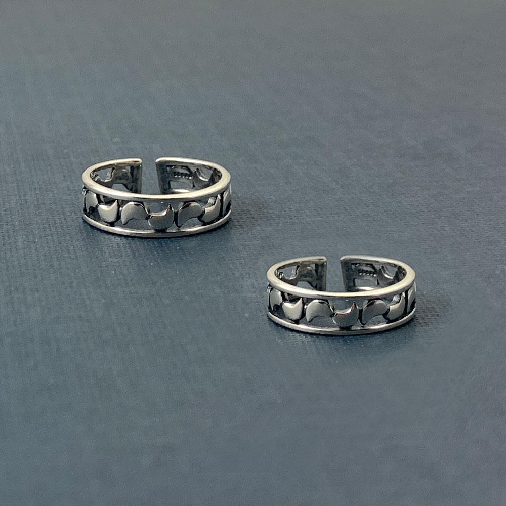 Fourseven Crescent Moon Silver Toe Ring Set TR-0059-PL-S Base-Image