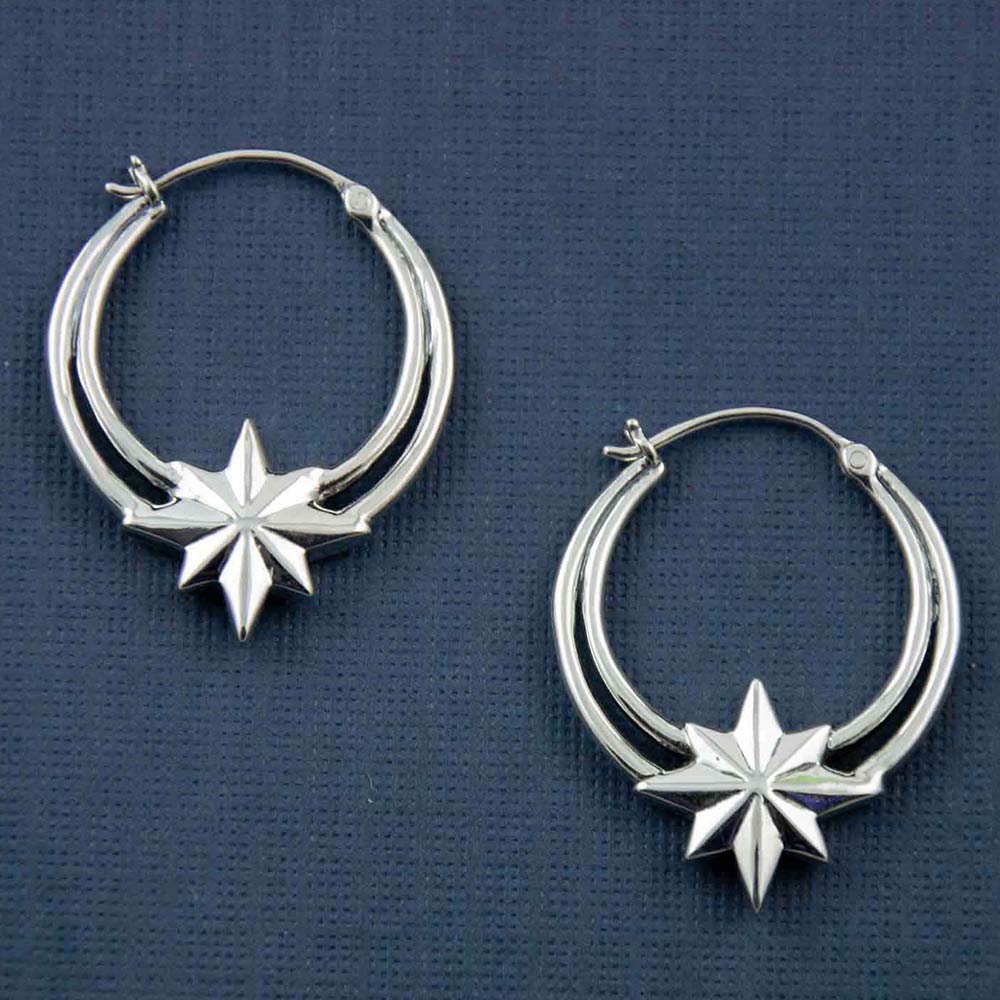 Super Star Double Hoop Silver Baali Earrings