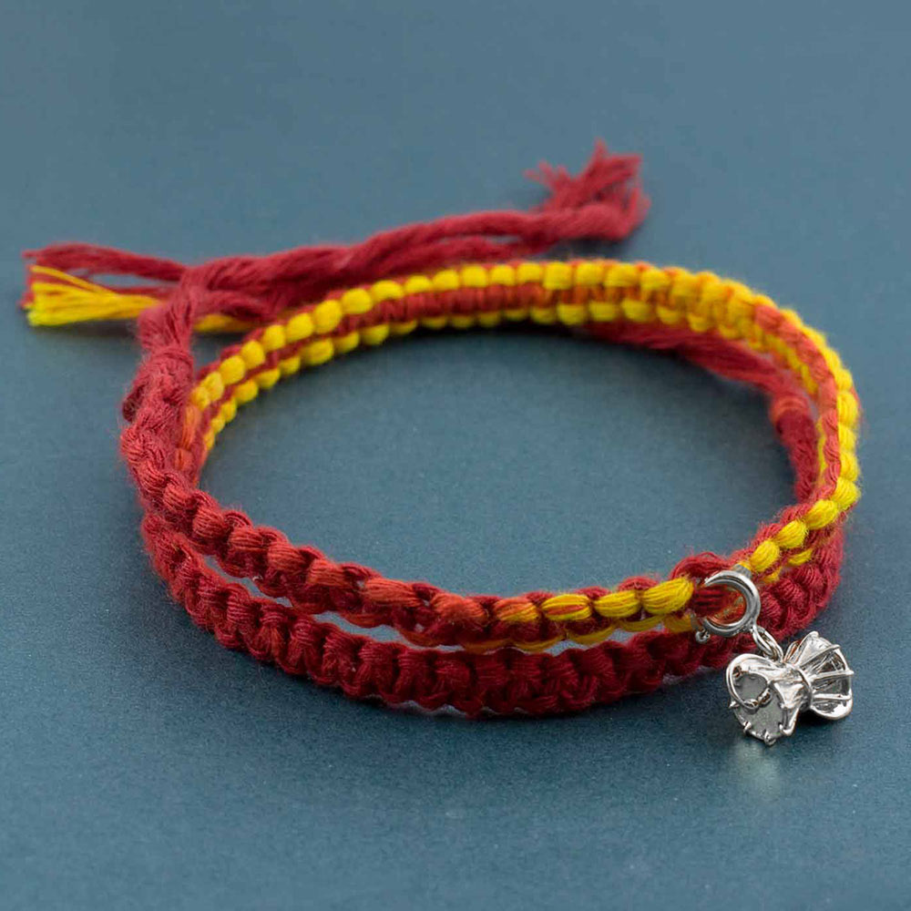 Damru Silver Charm Moli Rakhi Bracelet