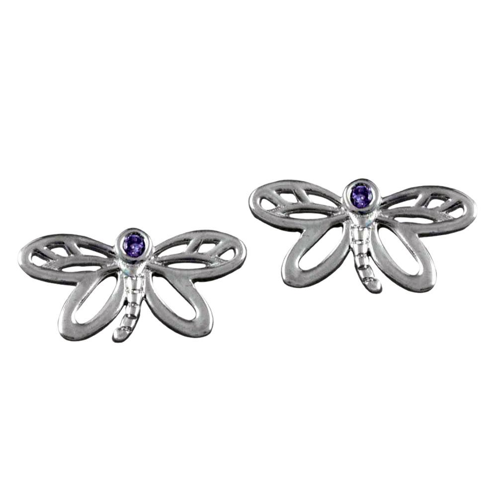 Fourseven Dreamy Dragonfly Stud Earrings E-369-PL-S White-BG-Image
