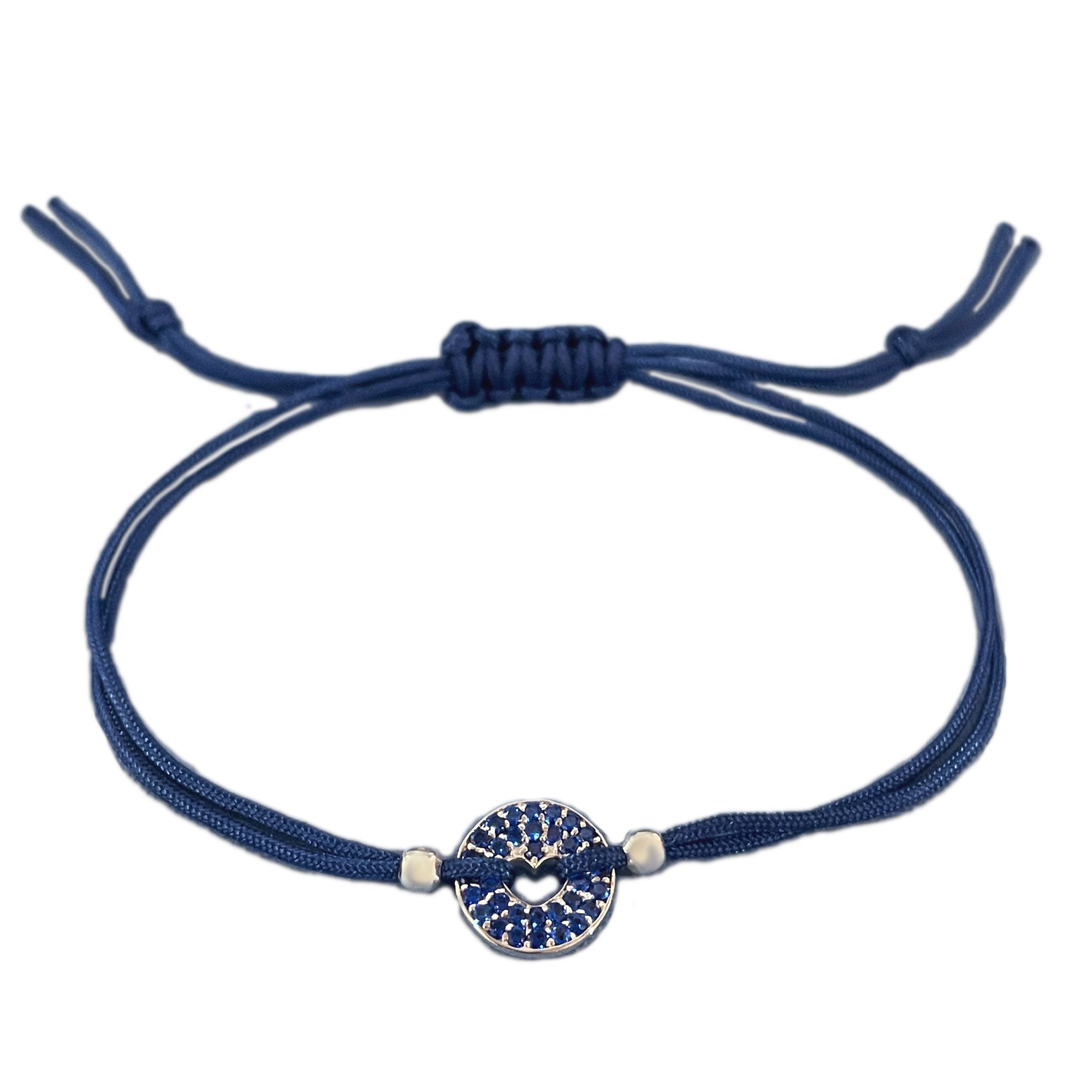 Floating Heart Pendant in Midnight Blue with Simplicity Adjustable Nylon Thread Bracelet-Navy Blue