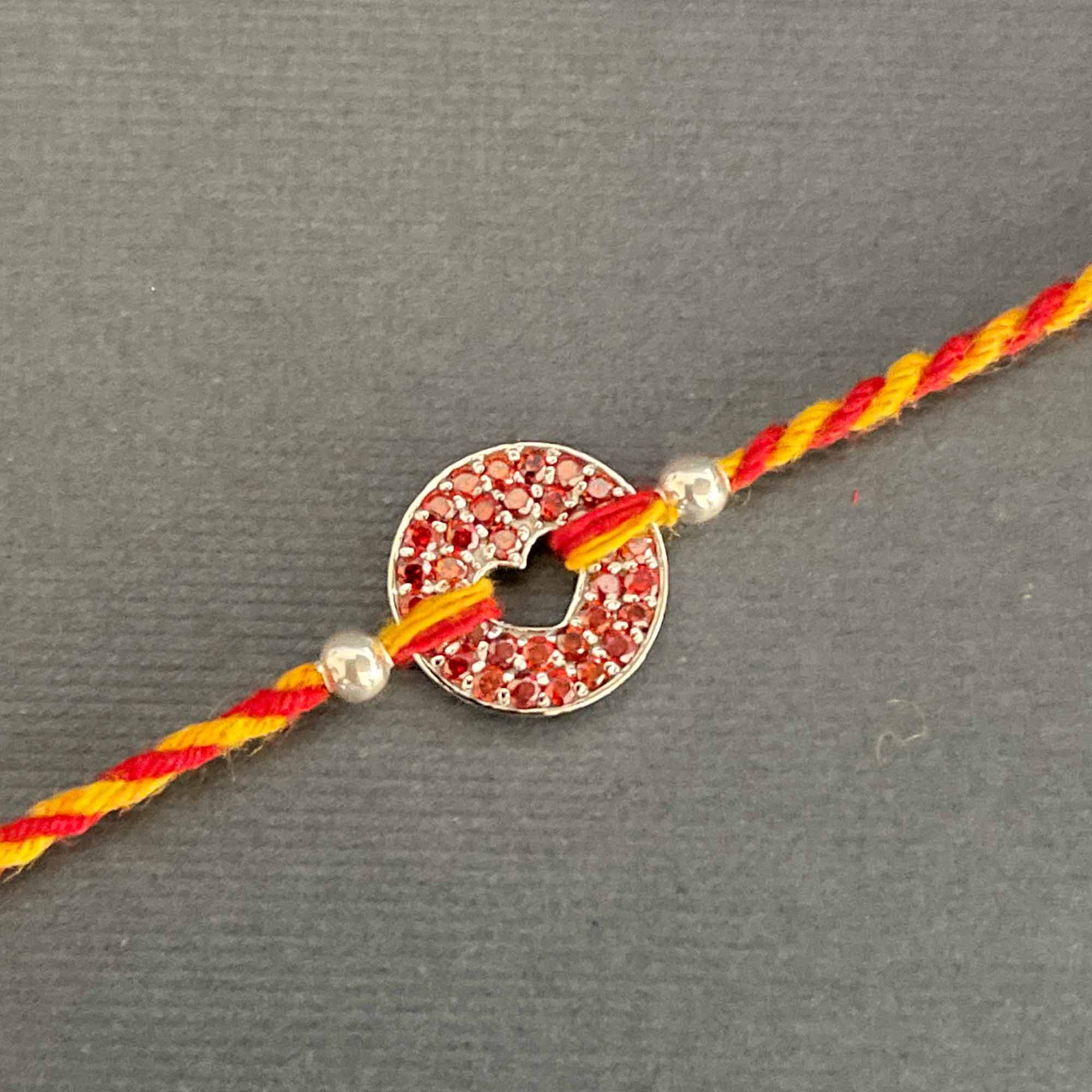 Floating Heart Pendant in Sunset Orange with Twisted Moli Rakhi Bracelet