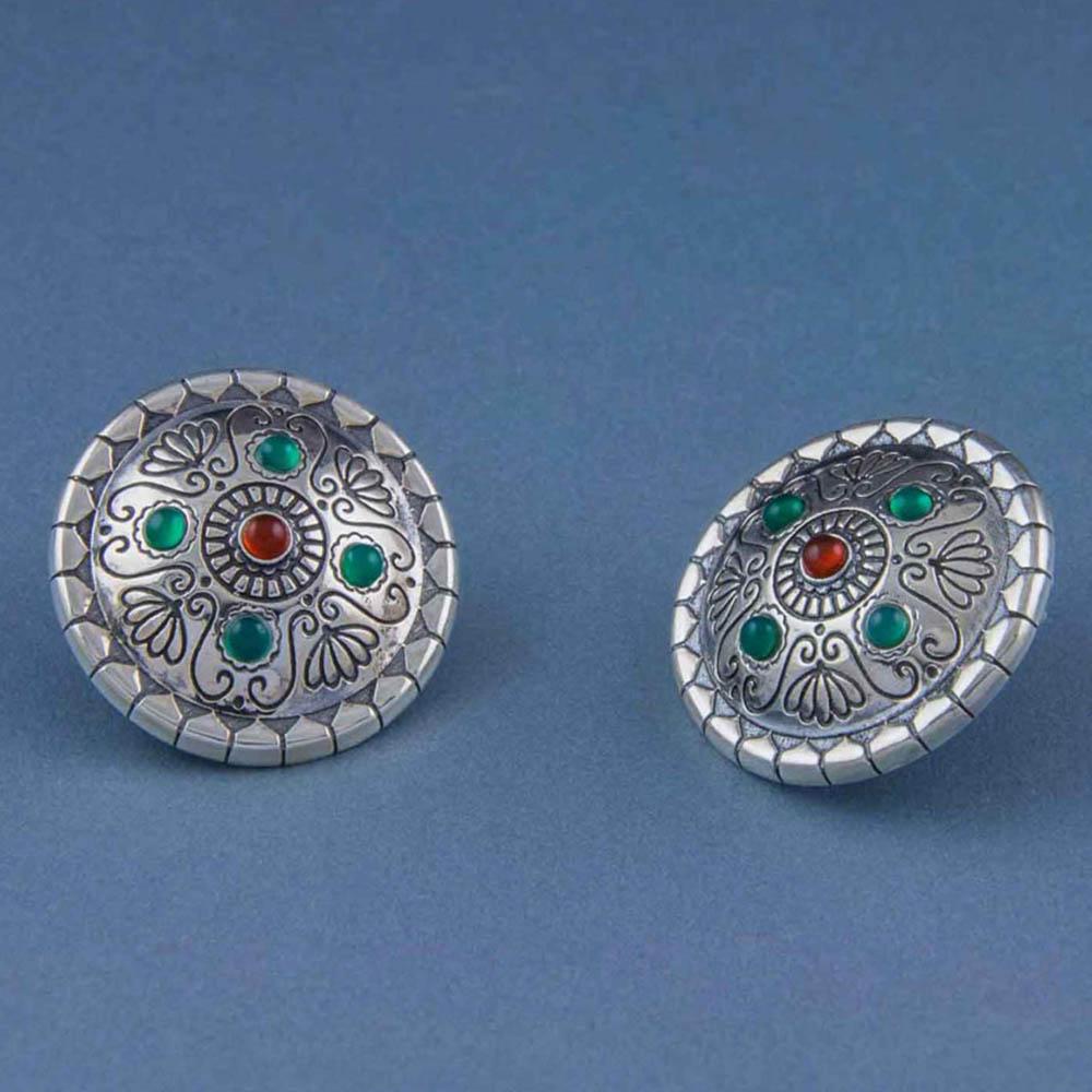 Fourseven Floral Elements Shield Button Earrings E-466-EA-GRO Base-Image
