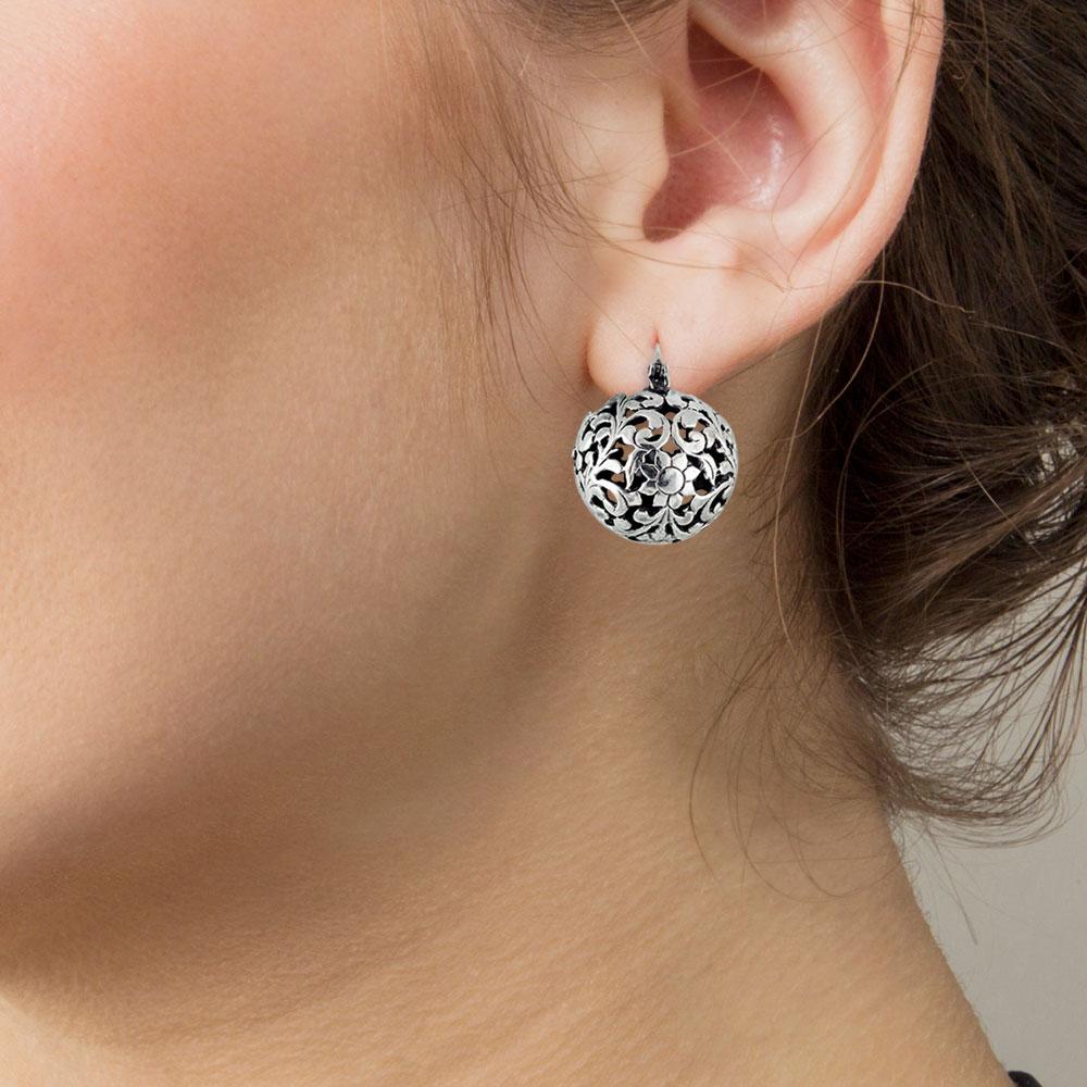 Full Moon Jaali Silver Baali Earrings
