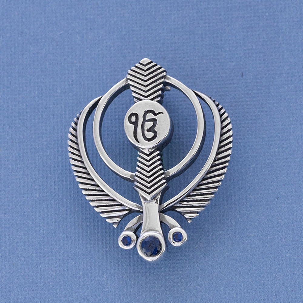 God Is One Ek Onkar Khanda Silver Brooch