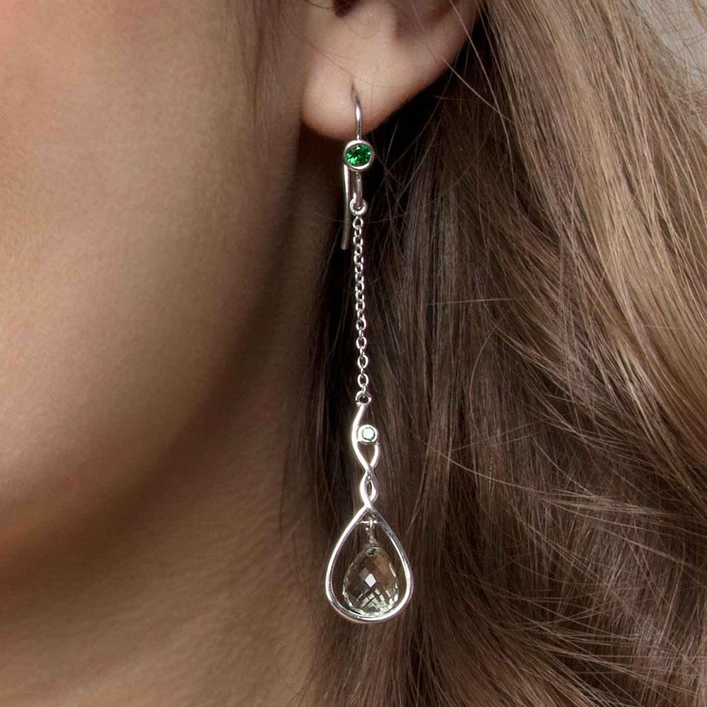 Fourseven Green Amethyst Faceted Drop Dangler Earrings E-391-AL-GAME Base-Image