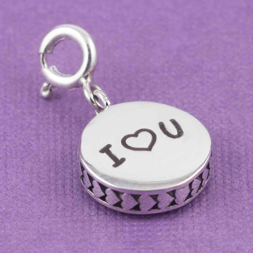I ♡ You Love Silver Message Charm