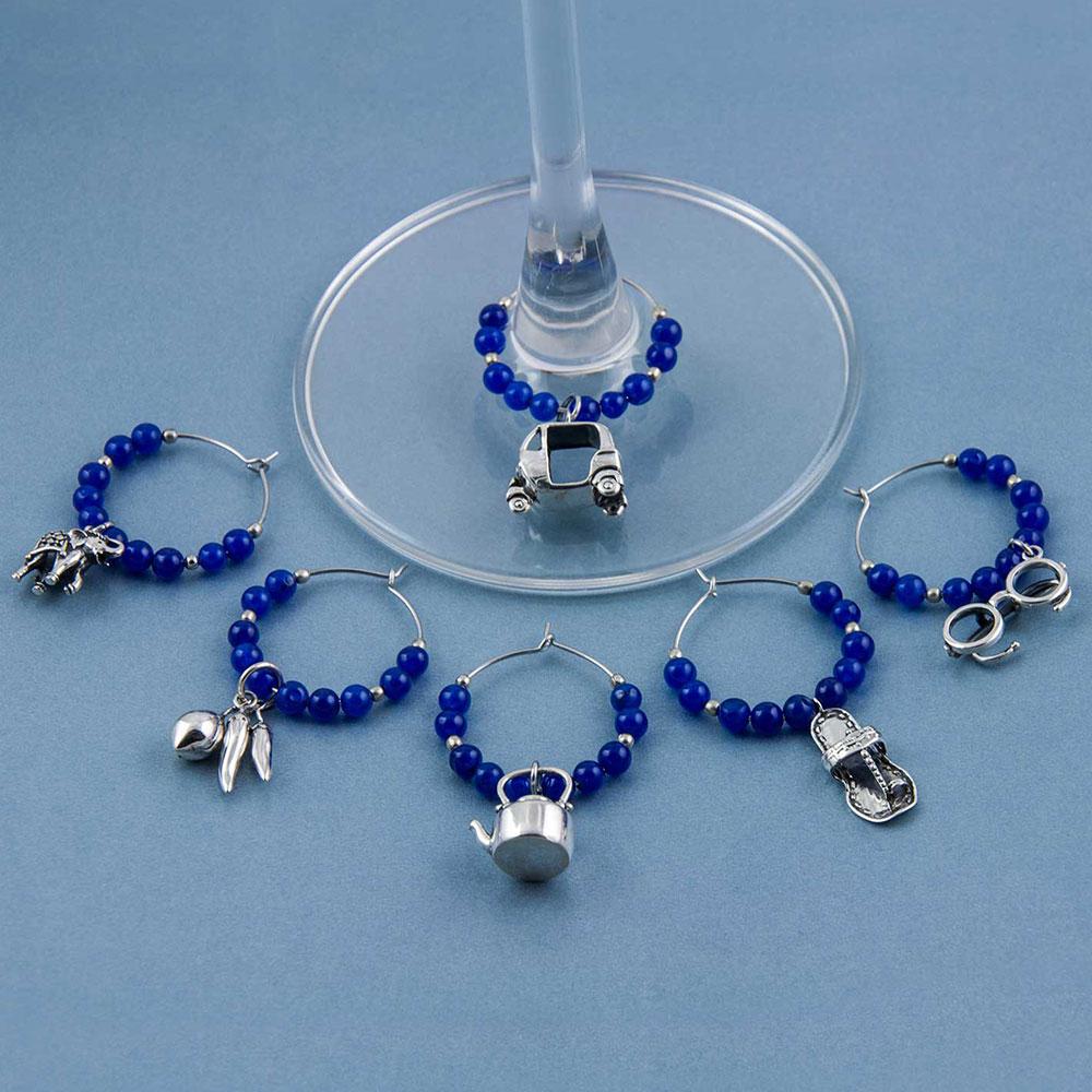 Fourseven Indian Masala Wine Charms Set in Blue Onyx WC-61-PL-BLUO White-BG-Image