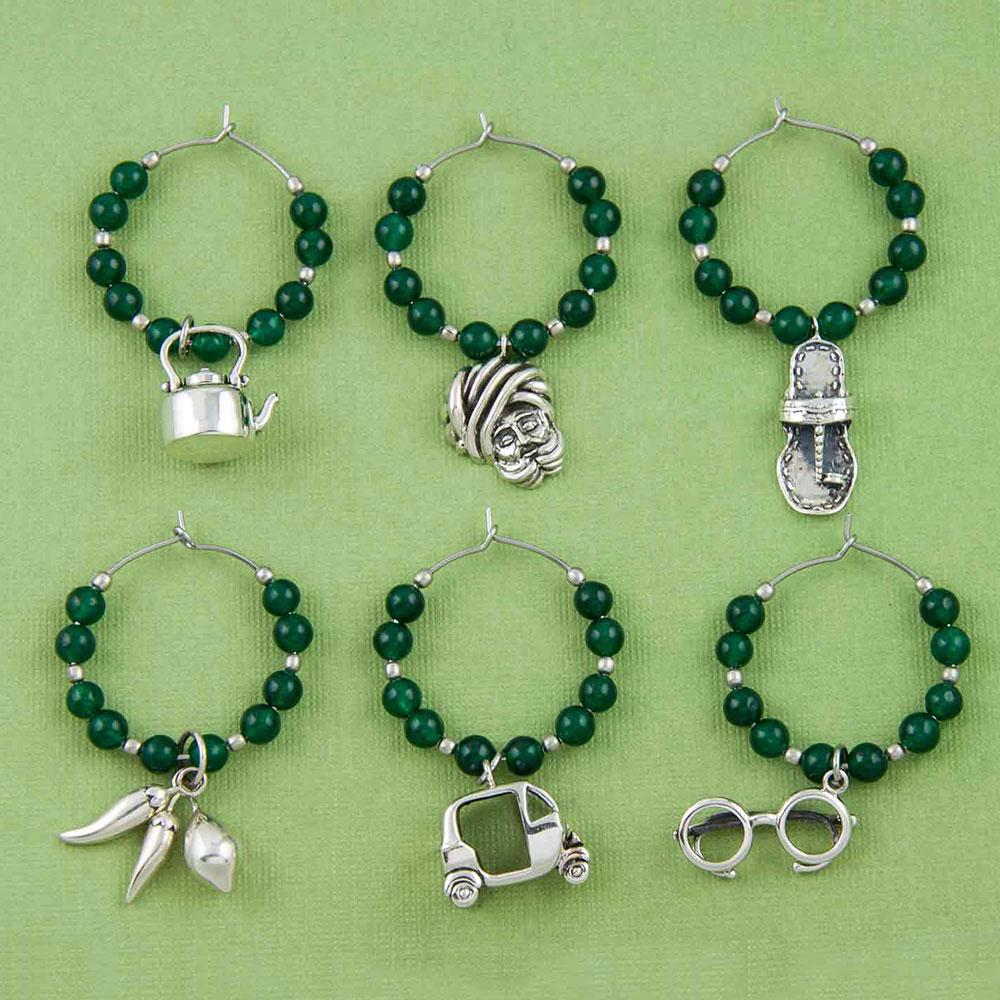 Fourseven Indian Masala Wine Charms Set in Green Onyx WC-61-PL-GRO Base-Image