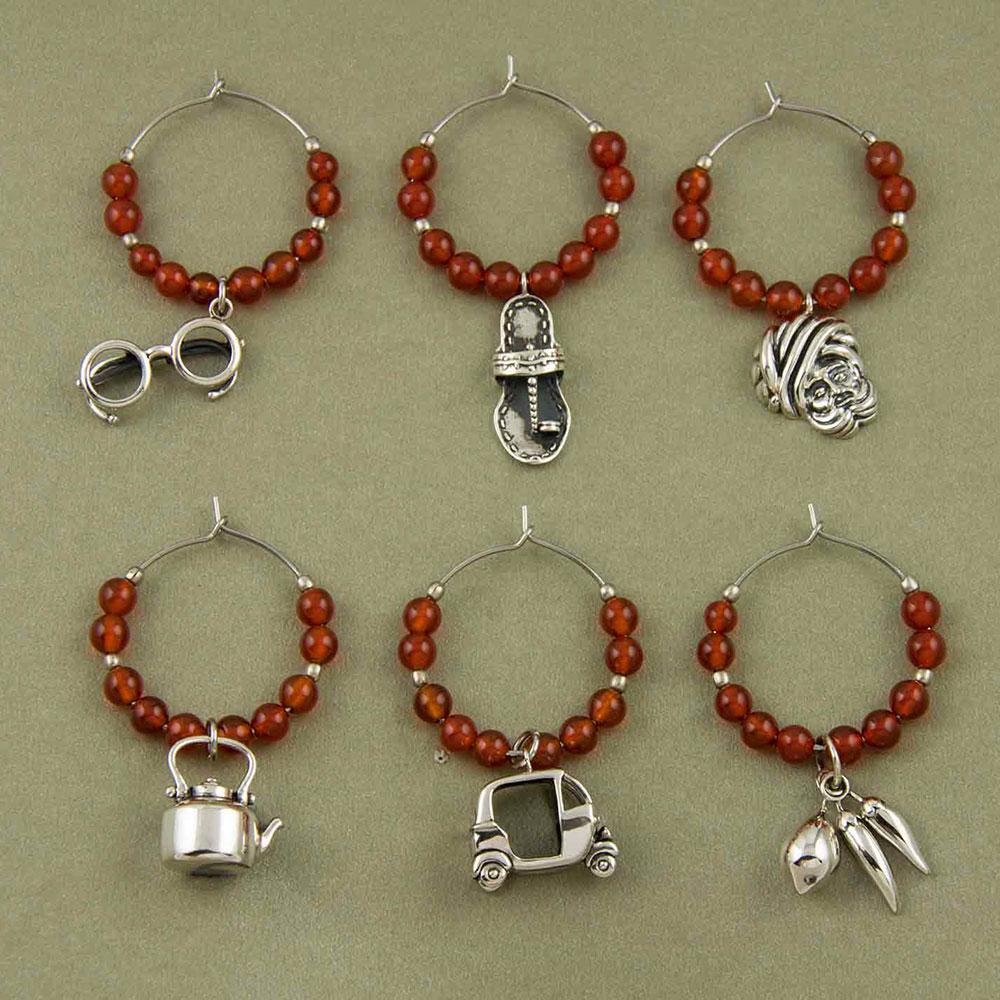 Fourseven Indian Masala Wine Charms Set in Red Onyx WC-61-PL-REDO Base-Image