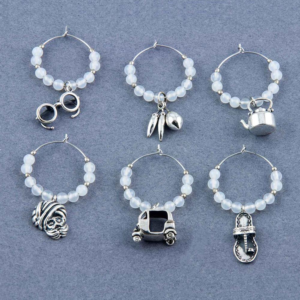 Fourseven Indian Masala Wine Charms Set in White Onyx WC-61-PL-WHO Base-Image