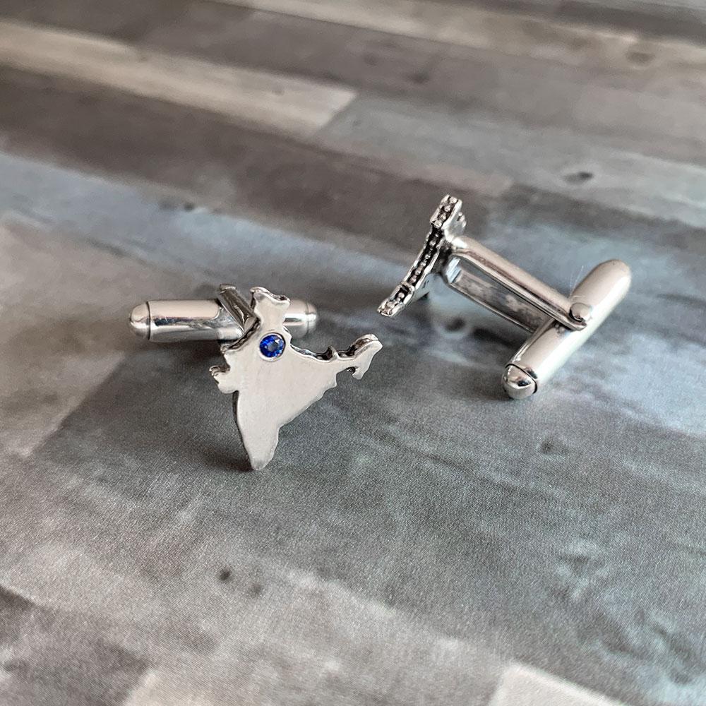 Fourseven Jai Hind India Cufflinks in Blue CL-57-SI-S-Blue Base-Image