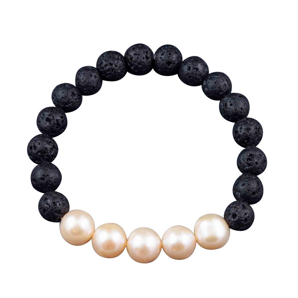 Fourseven Lava Bead Bracelet in Pearl-Peach B-211-EA-PEA-Peach White-BG-Image