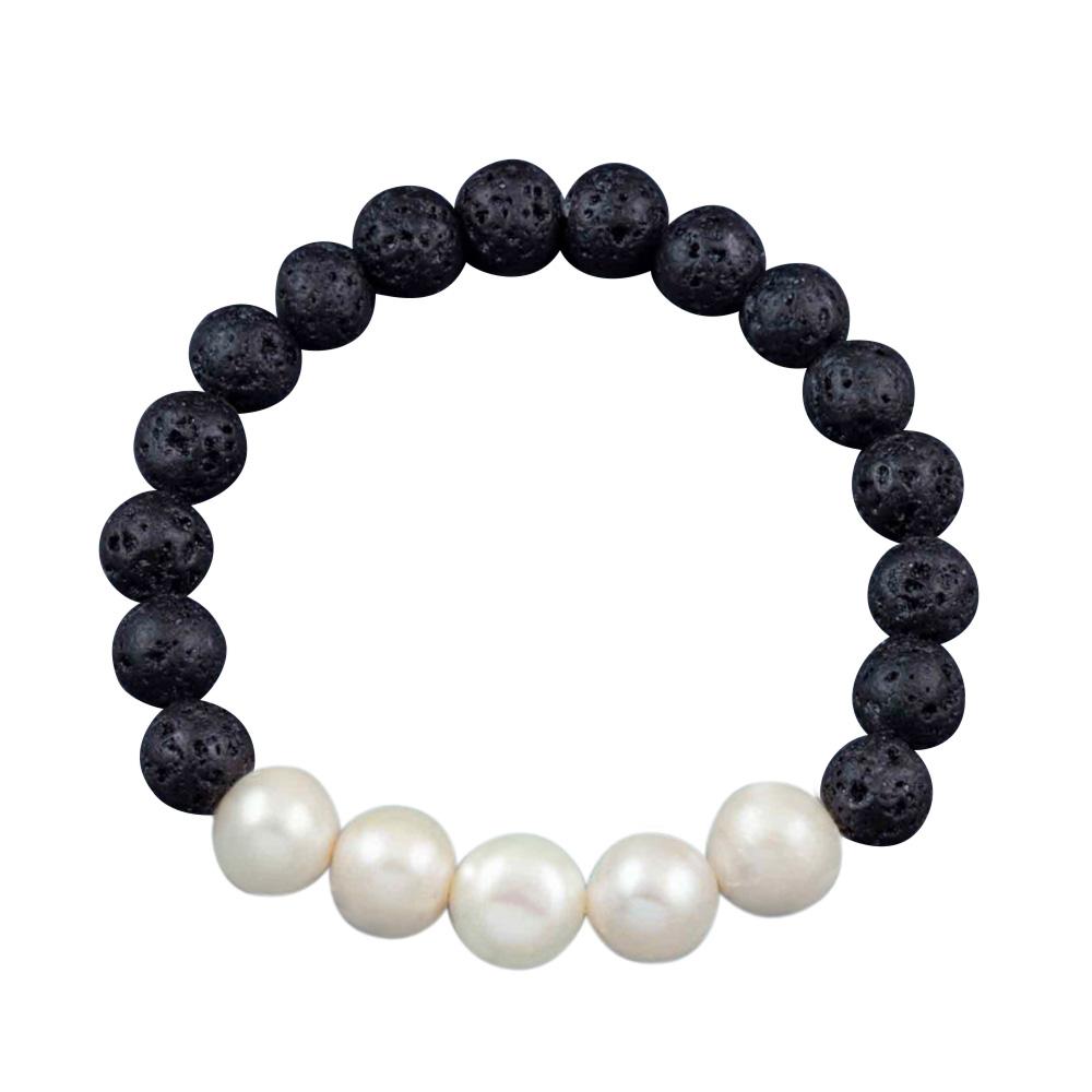 Fourseven Lava Bead Bracelet in Pearl-White B-211-EA-PEA-White White-BG-Image