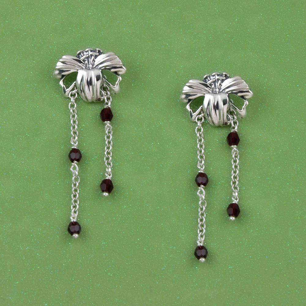 Fourseven Les Fleurs Lily Waterfall Earrings with Ruby Swarovski Crystals E-509-EA-S Base-Image