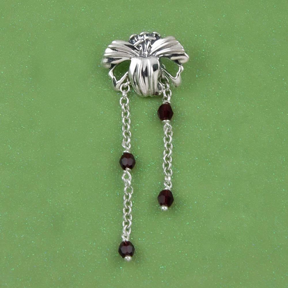 Fourseven Les Fleurs Lily Waterfall Pendant with Ruby Swarovski Crystals N-307-EA-S Base-Image