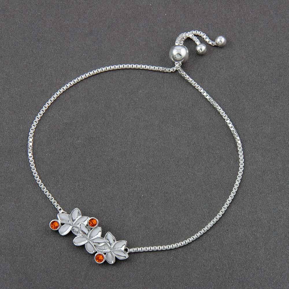 Fourseven Les Fleurs Plumeria Adjustable Slider Chain Bracelet with Saffron Swarovski Crystals B-221-EA-S Base-Image