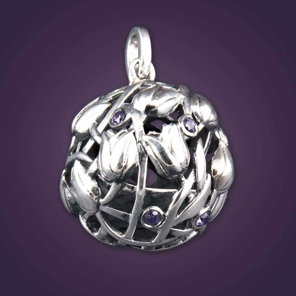 Fourseven Les Fleurs Tulips Jaali Sphere Pendant with Swarovski Crystals N-292-EA-S Base-Image
