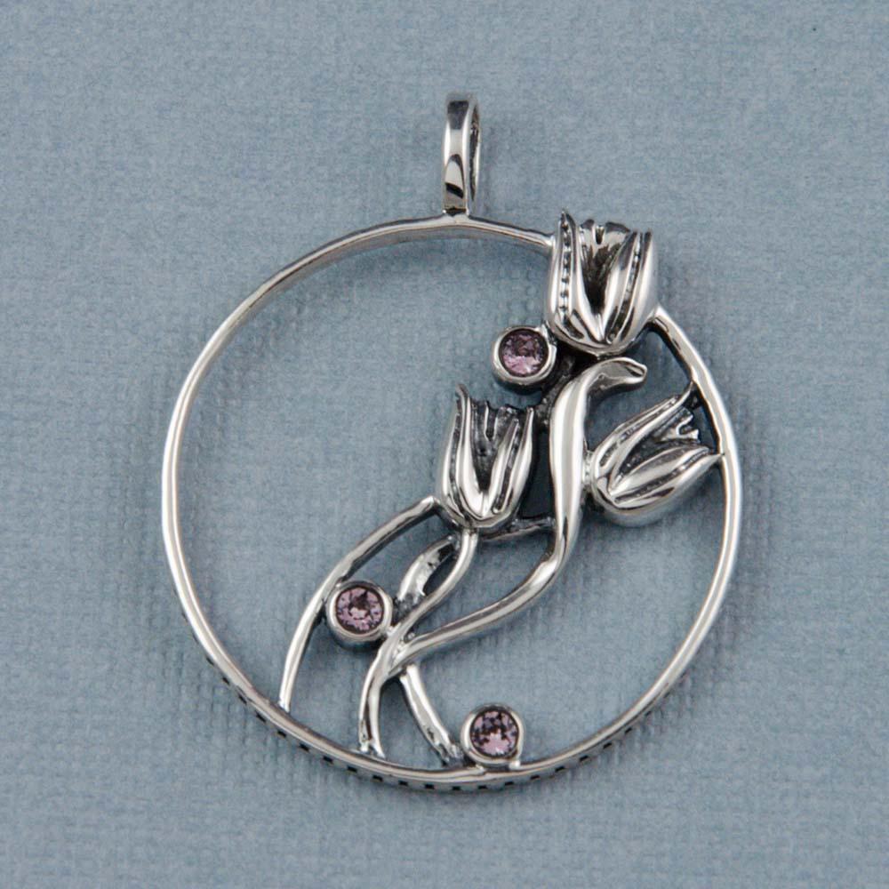 Fourseven Les Fleurs Tulips Pendant with Swarovski Crystals N-303-EA-S Base-Image
