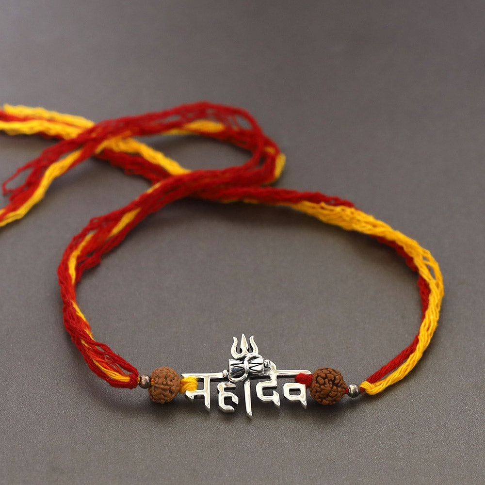 Mahadev Trishul Silver Pendant Moli Rakhi