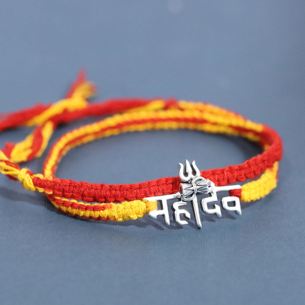 Mahadev Trishul Silver Pendant Moli Rakhi