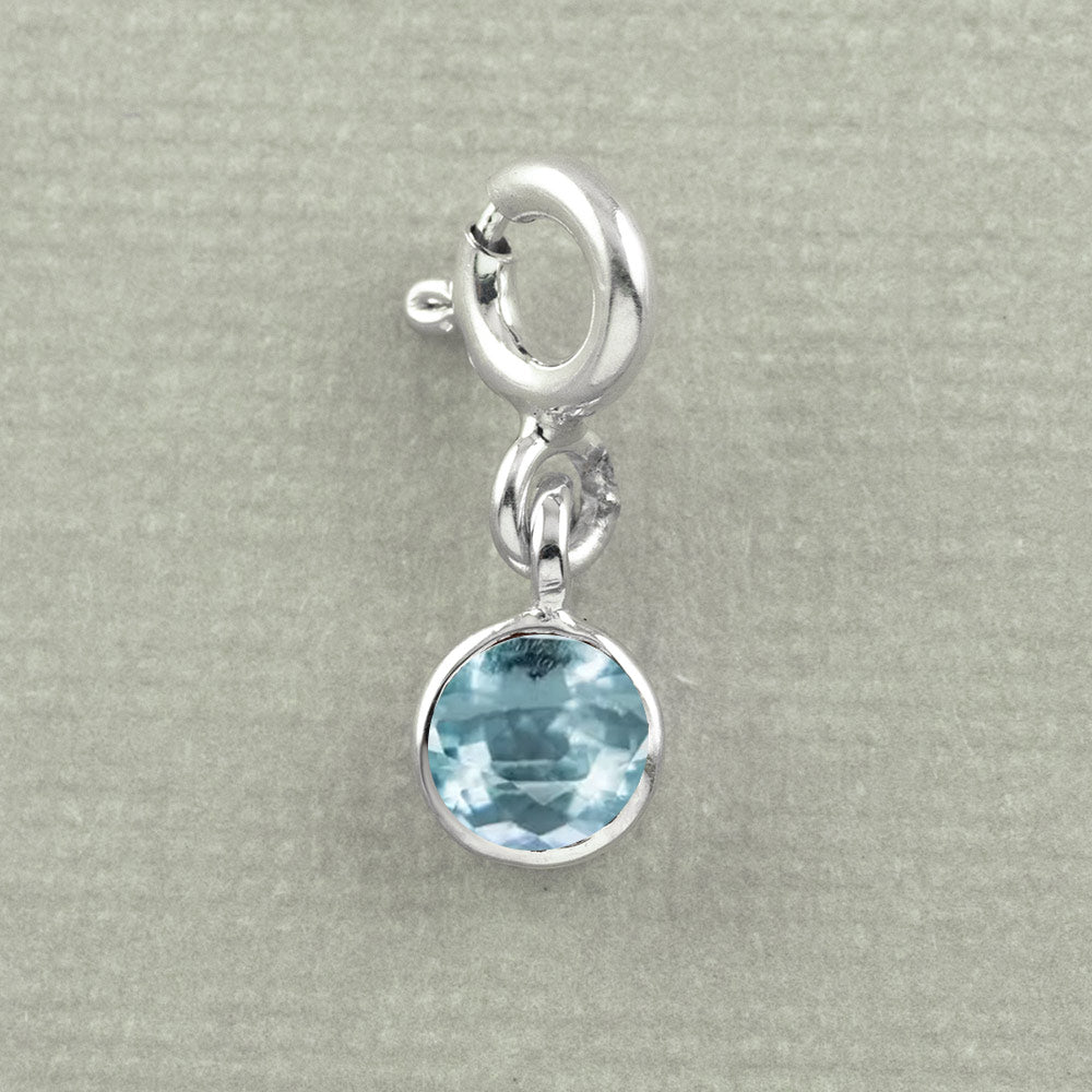 Minimalist Gemstone Silver Charm in Aquamarine