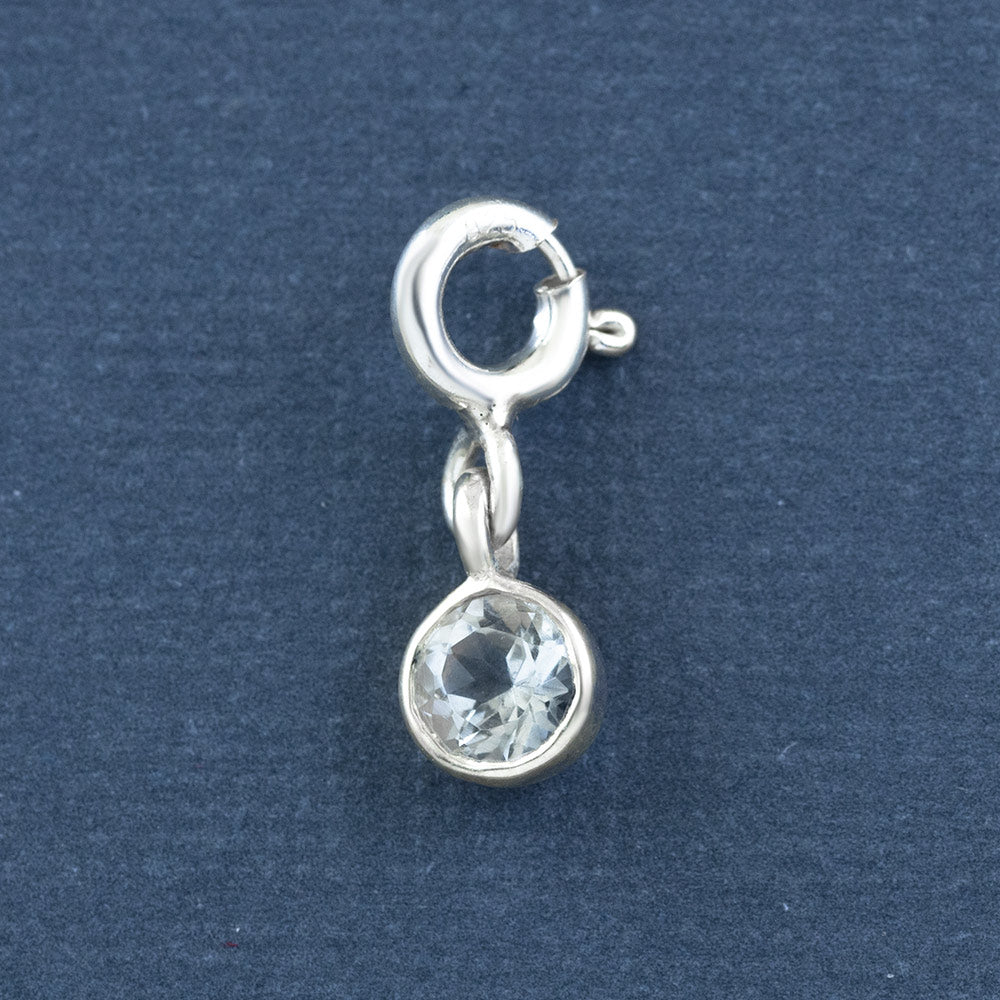 Minimalist Gemstone Silver Charm in Crystal Quartz