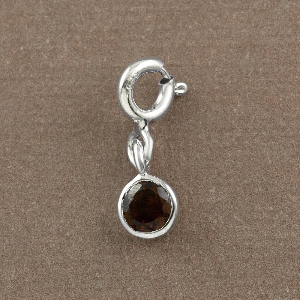 Minimalist Gemstone Silver Charm in Garnet