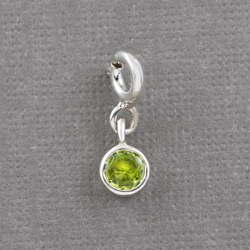 Minimalist Gemstone Silver Charm in Peridot