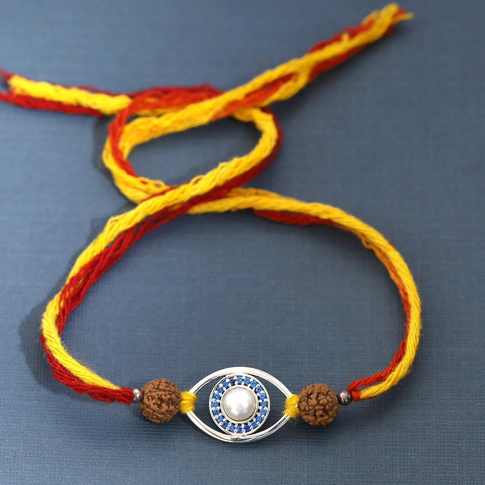 Pearl Iris Evil Eye Silver Pendant Moli Rakhi