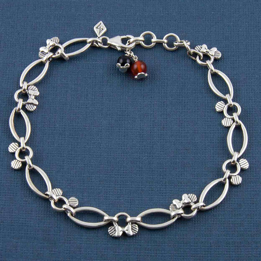 Playful Silver Marquise Charmholder Bracelet-Small