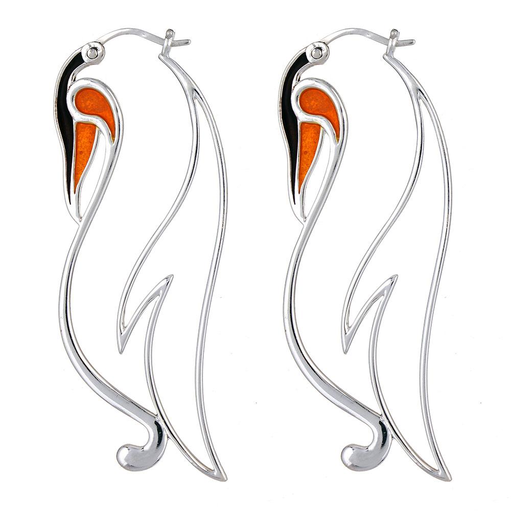 Fourseven Posh Penguin Hoop Earrings E-408-PL-S White-BG-Image